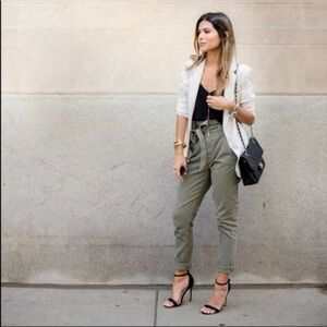 7 For All Mankind Olive Green Paperbag Waist Pants